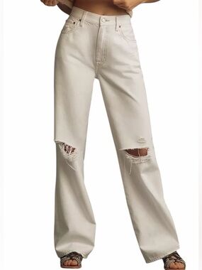 PISTOLA Grayson High-Rise Wide-Leg Jeans White Anthropologie Revolve Size 26